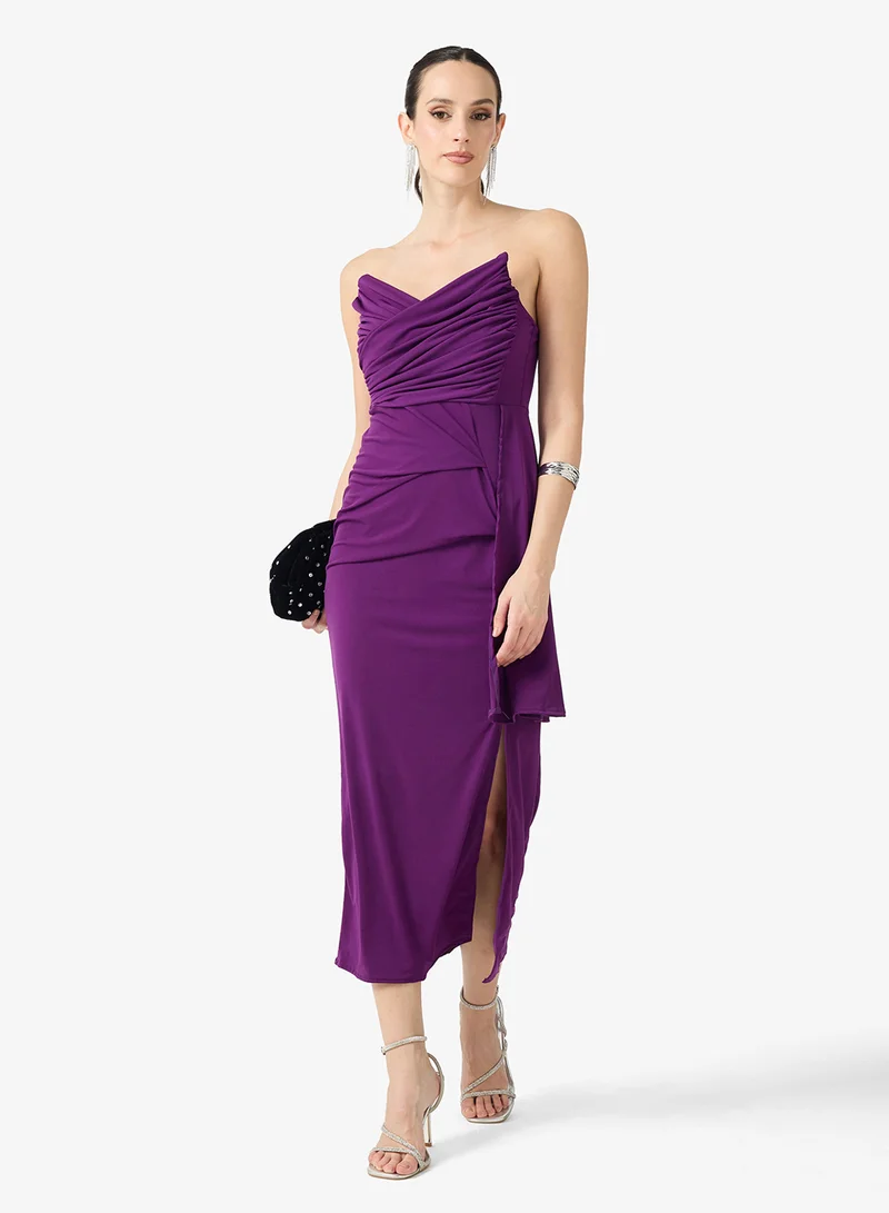 Ella Limited Edition  Bandeau Evening Dress With Slit for Women | Best Price UAE